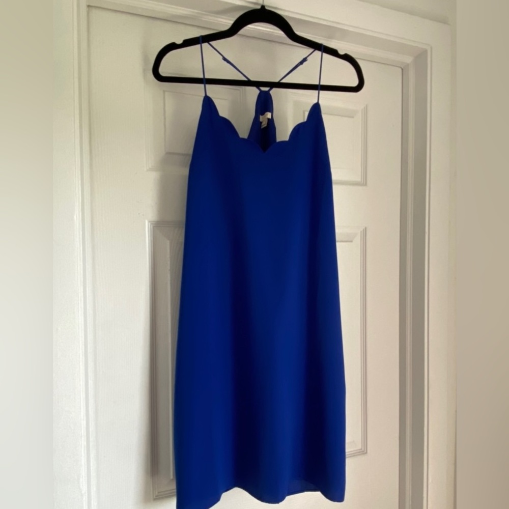 J. Crew Dress. Blue . Scalloped neck & back. Size 8